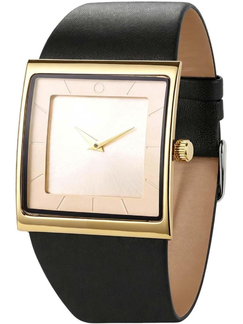 Men's Gold Black Square Fashion Minimalist Quartz Casual Analog Classic Watches